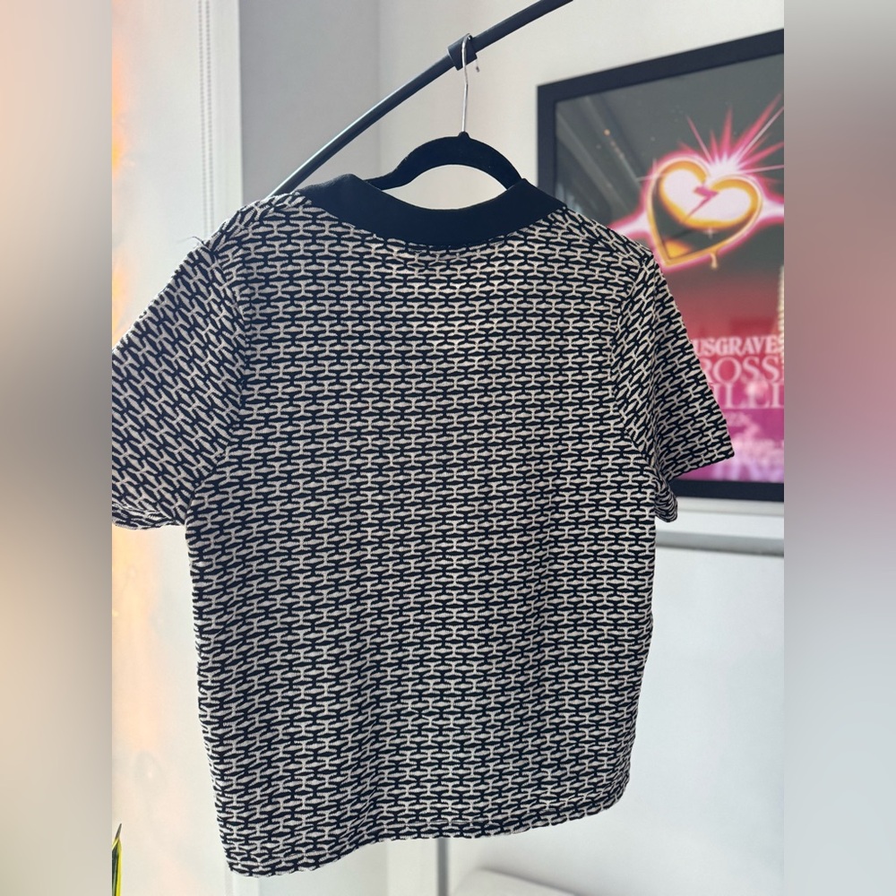 NWT Zara Geometric Black and White Women's Polo Top - Picture 3 of 3